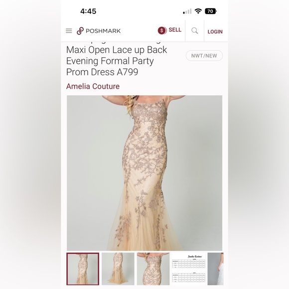 Amelia Coture Tan/ Beige Prom Dress - Picture 2 of 5